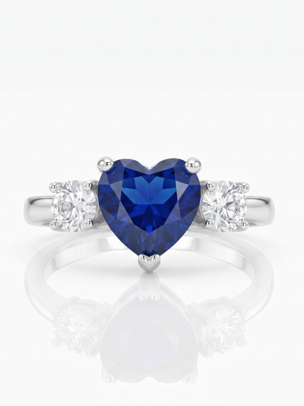 Blue Sapphire Vintage heart promise ring - 925 Sterling Silver Charmed Aroma
